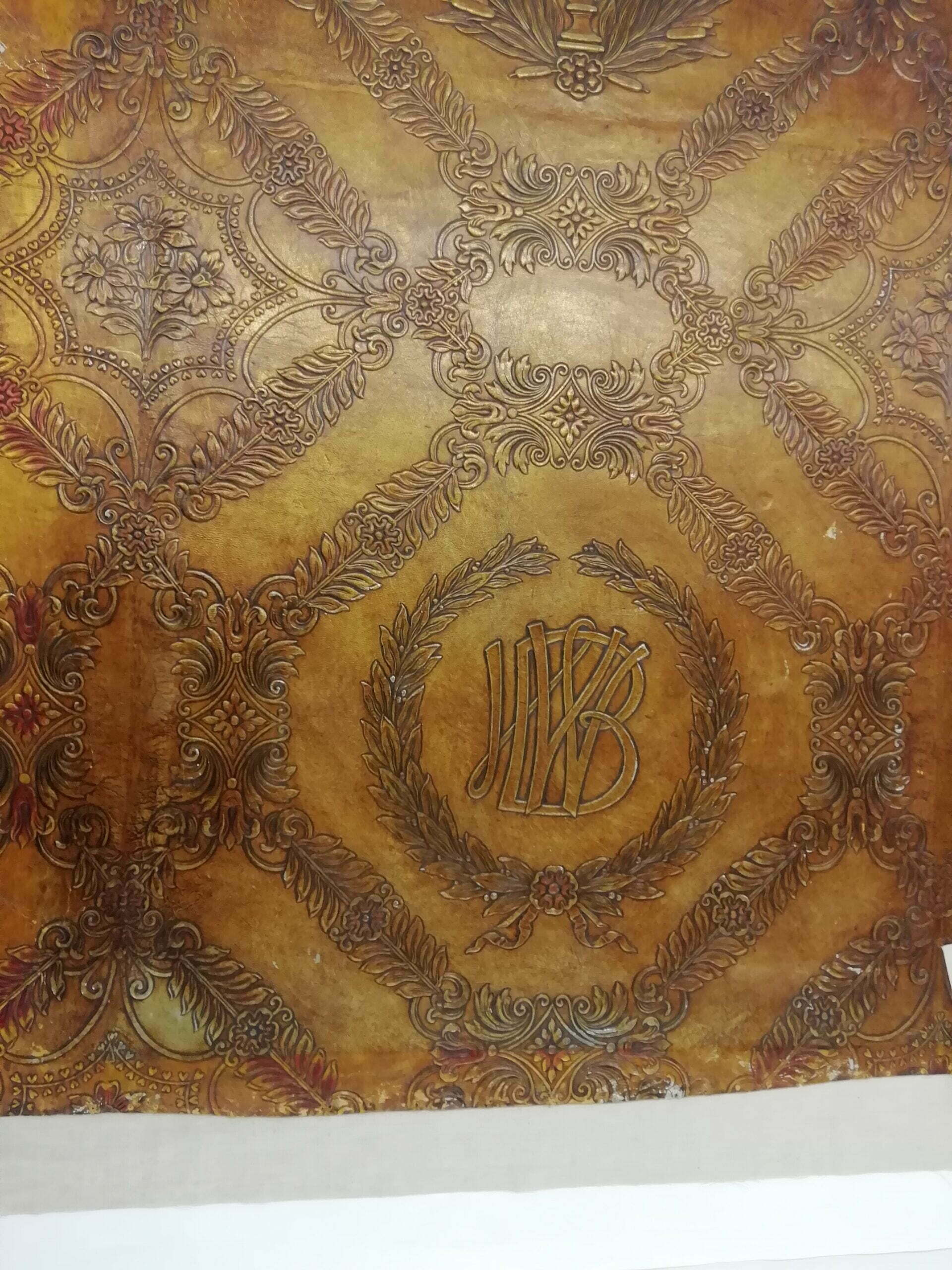 Ledertapeten, Detail des textilen Objekts