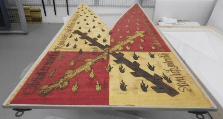 Banner aus dem Hause Liechtenstein, Detail des textilen Objekts